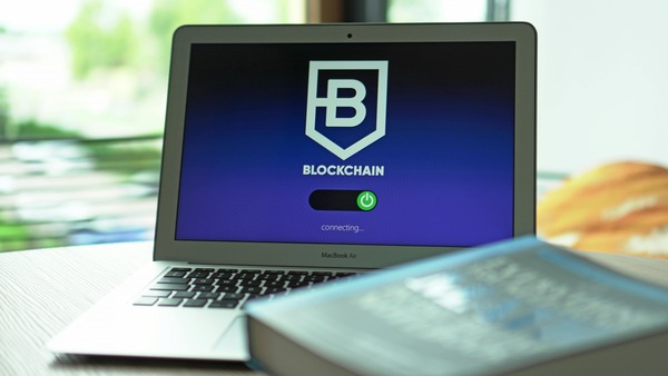 Laptop screen displaying a blockchain connection page
